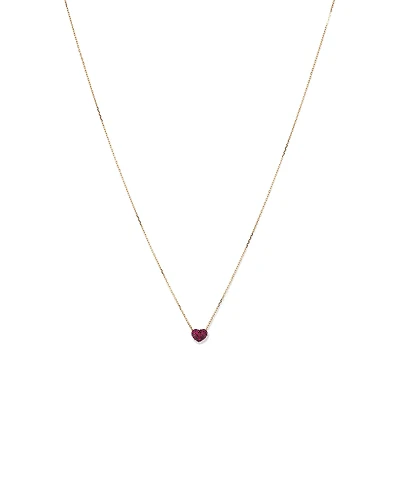 Ruby Pave Heart Pendant in 10kt Yellow Gold