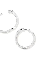 30mm Cubic Zirconia Huggie Hoop Earrings in Sterling Silver