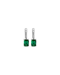 Ensemble pendentif et boucles d'oreilles pendantes en émeraude créée taille émeraude en argent sterling