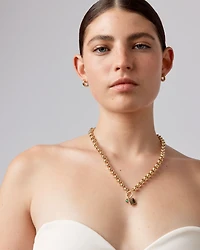 Pendentif en Or Jaune 10kt avec Émeraude Verte Créée Ronde