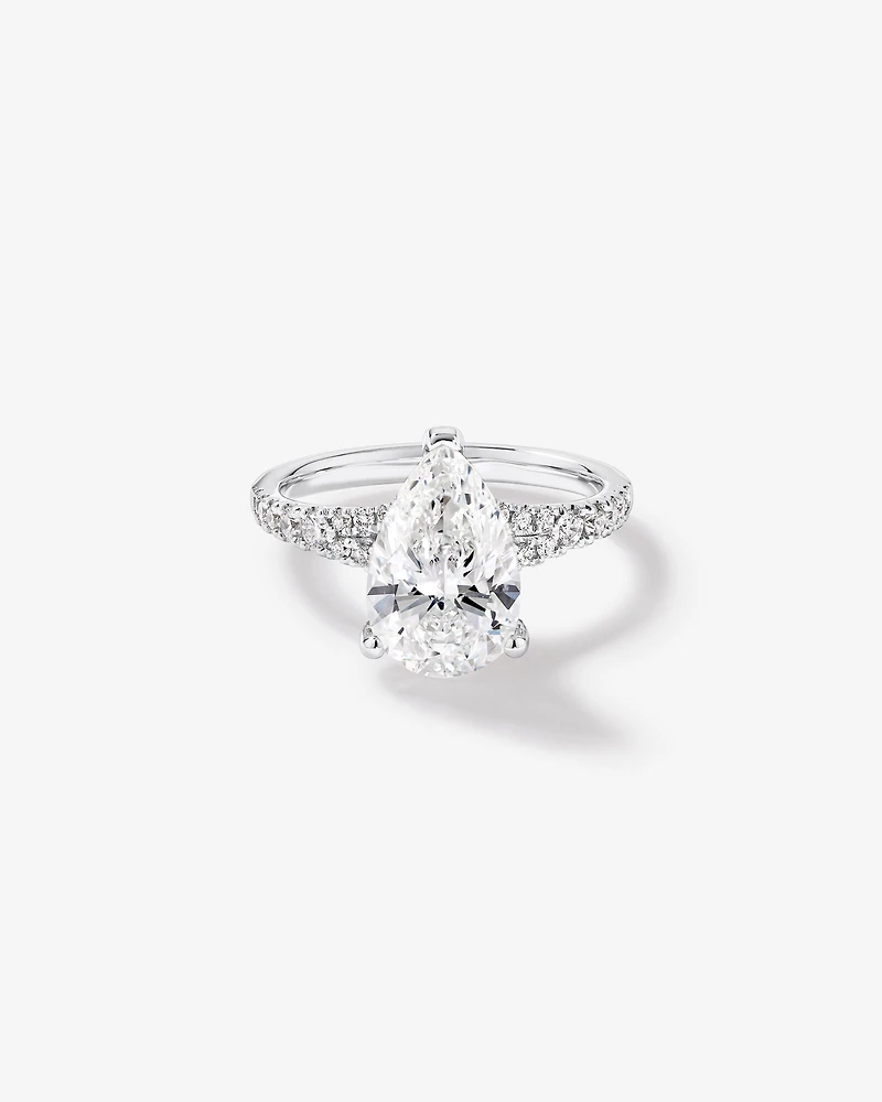 Bague de fiançailles en or blanc 18 carats avec diamant de laboratoire taille poire de 3,50 carats