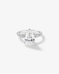 Bague de fiançailles en or blanc 18 carats avec diamant de laboratoire taille poire de 3,50 carats