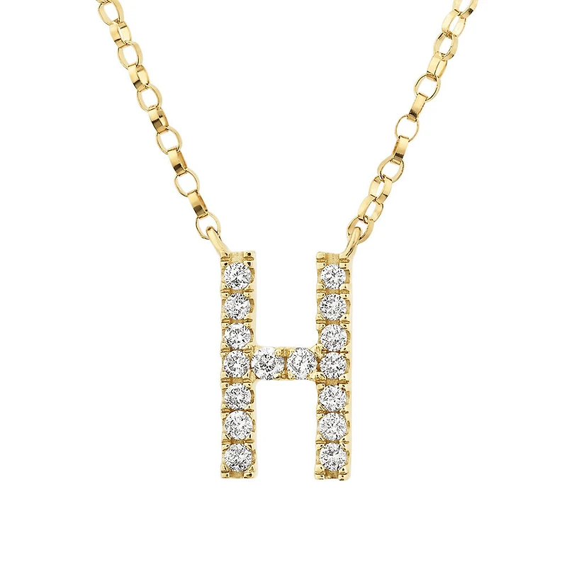 "H" Initial Necklace with 0.10 Carat TW of Diamonds in 10kt Yellow Gold