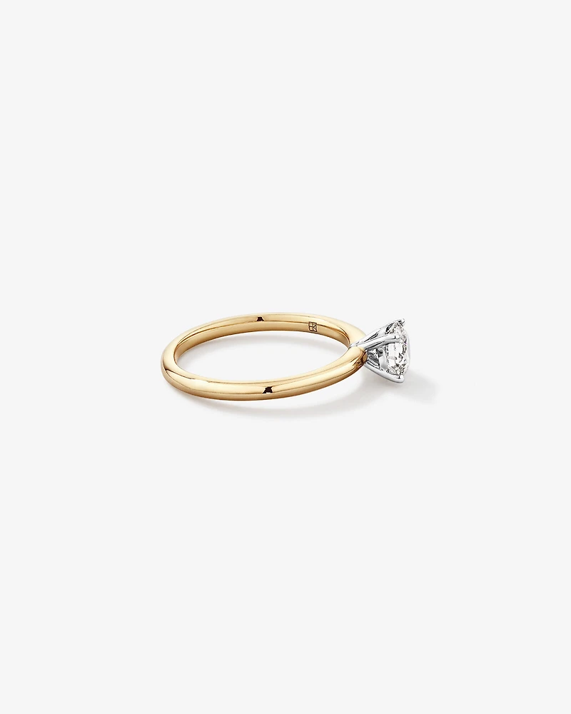 0,70 Carat Poids Total Bague De Fiançailles Solitaire En Diamant De Laboratoire Rond Brillant En Or Jaune Et Blanc 14 Carats