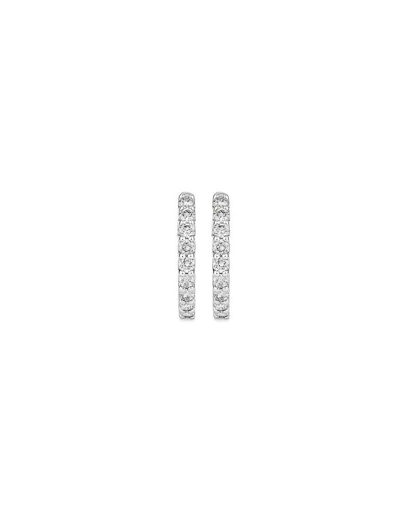 Boucles d’oreilles créoles en diamant cultivées en laboratoire TW de 1,00 carat serties en or blanc 10 carats