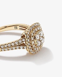 0.65 Carat TW Cushion Cluster Halo Diamond Ring in 10kt Yellow Gold