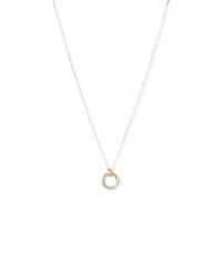 Two-Tone Double Circle Pendant Hammered Finish Necklace in 10kt White and Yellow Gold
