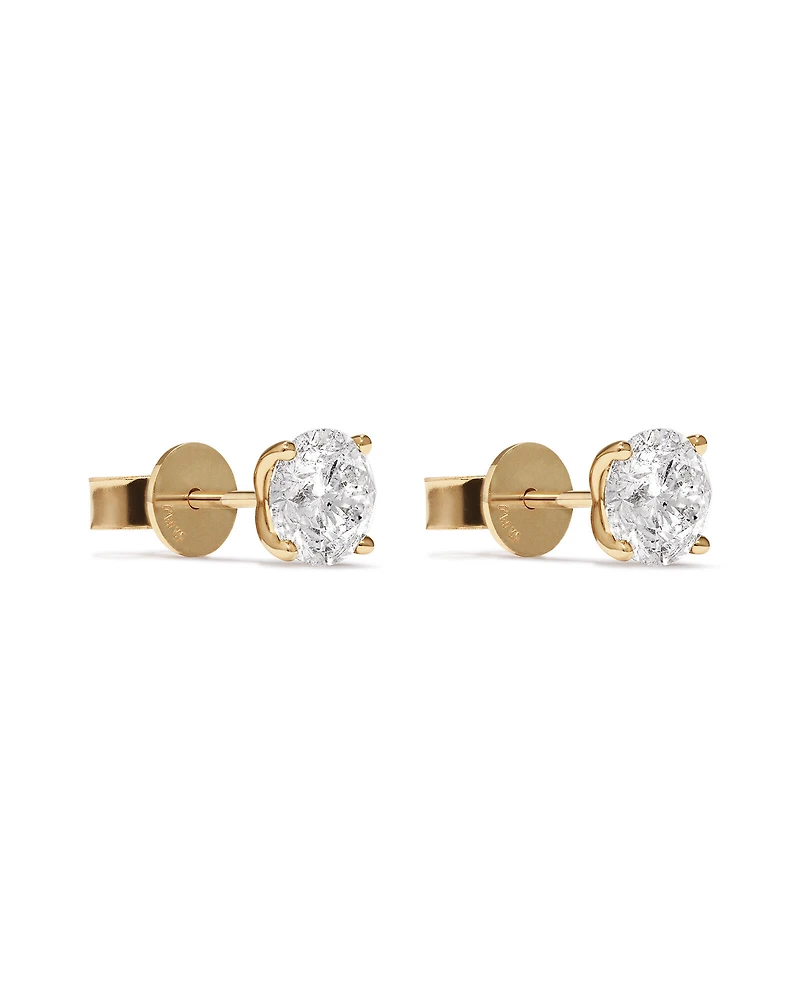 2.00 Carat TW Diamond Solitaire Stud Earrings 18kt Yellow Gold