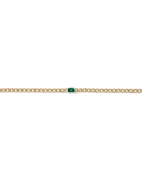 Bracelet à maillons gourmette avec émeraude créée en or jaune 10 carats