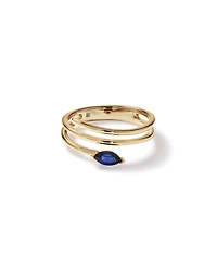 Bague Enveloppante avec Saphir Synthétique Marquise Est-Ouest en Or Jaune 10 carats