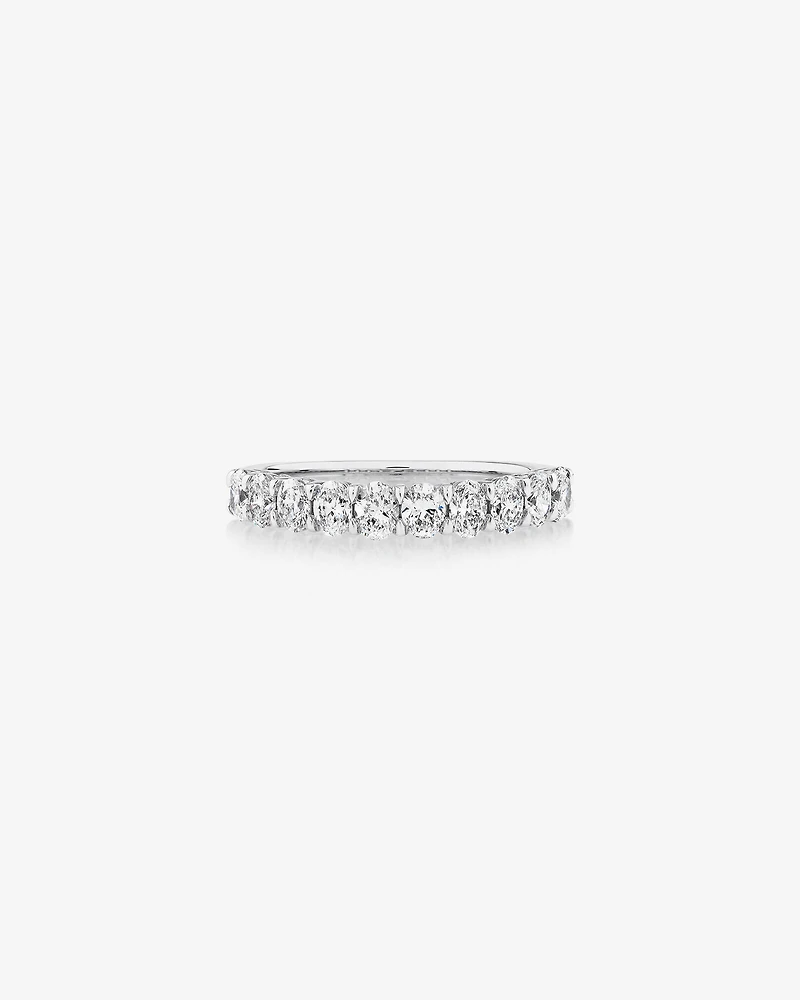 Alliance à 10 pierres en or blanc 14 K avec diamants totalisant 0,90 ct