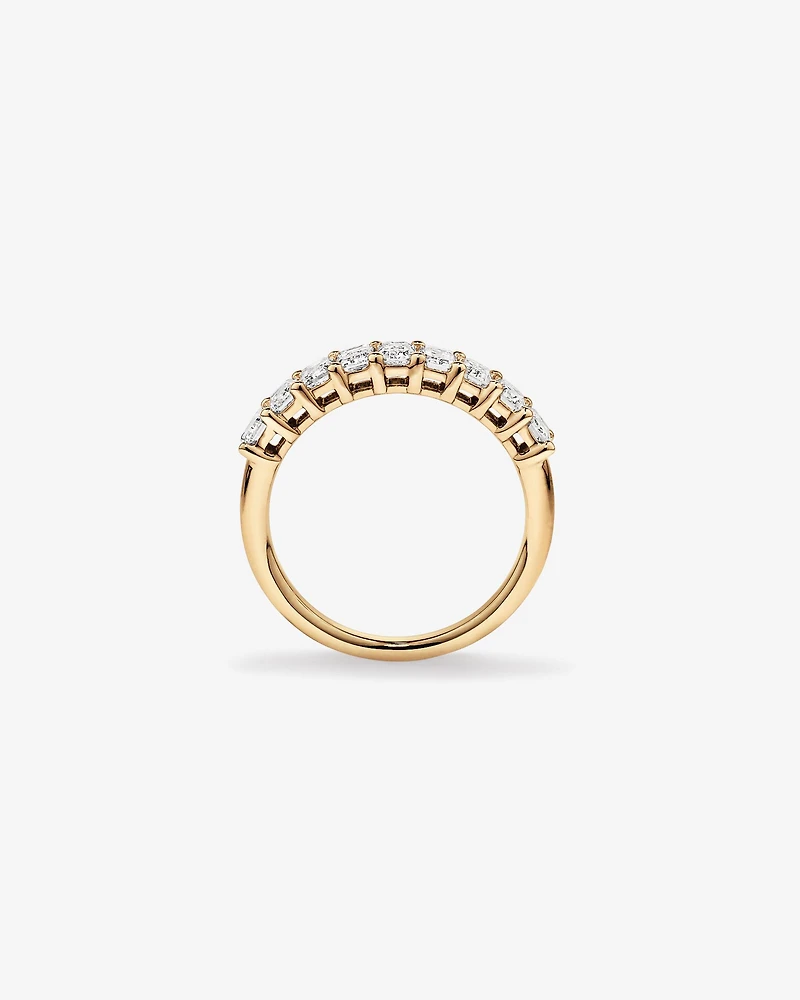 Alliance de mariage en diamant cultivé en laboratoire TW taille émeraude de 1,17 carat en or jaune 14 carats