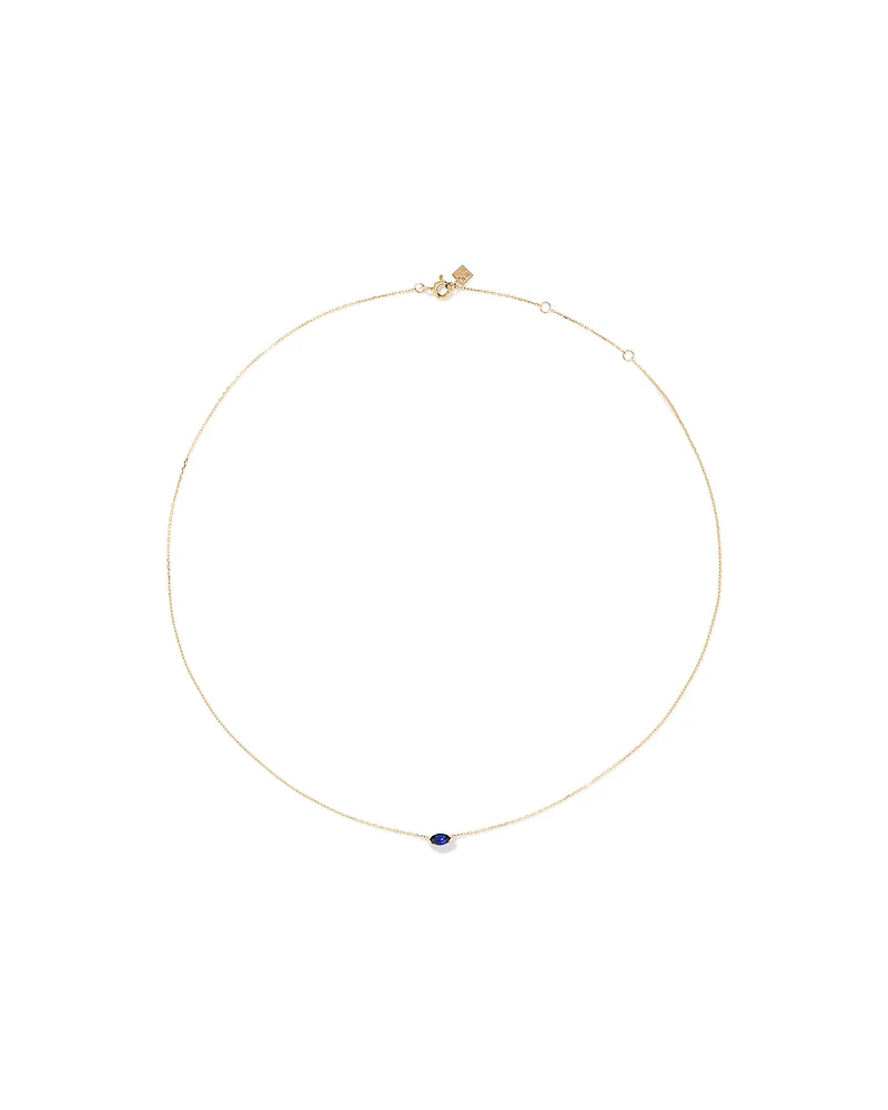 Collier avec Saphir Synthétique Marquise Est-Ouest en Or Jaune 10 carats