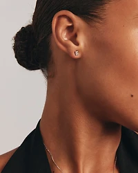 0,50 Carats TW Boucles d'oreilles solitaires diamant taille émeraude en or blanc 18kt