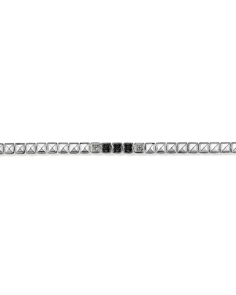 Men's 0.50 Carat TW Black and White Diamond Tennis Bracelet in Sterling Silver