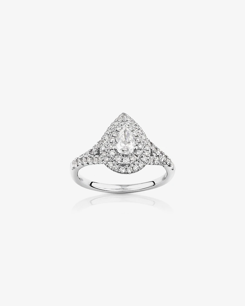 Ensemble nuptial en or blanc 14 K avec diamants totalisant 1 ct
