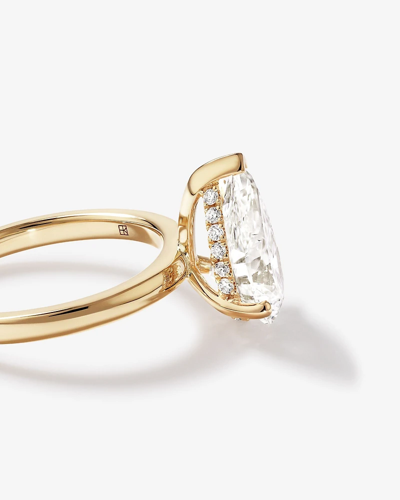 3.10 Carat TW Pear Cut Laboratory-Grown Diamond Solitaire Ring in 18kt Yellow Gold