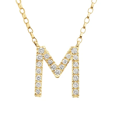 "M" Initial Necklace with 0.10 Carat TW of Diamonds in 10kt Yellow Gold