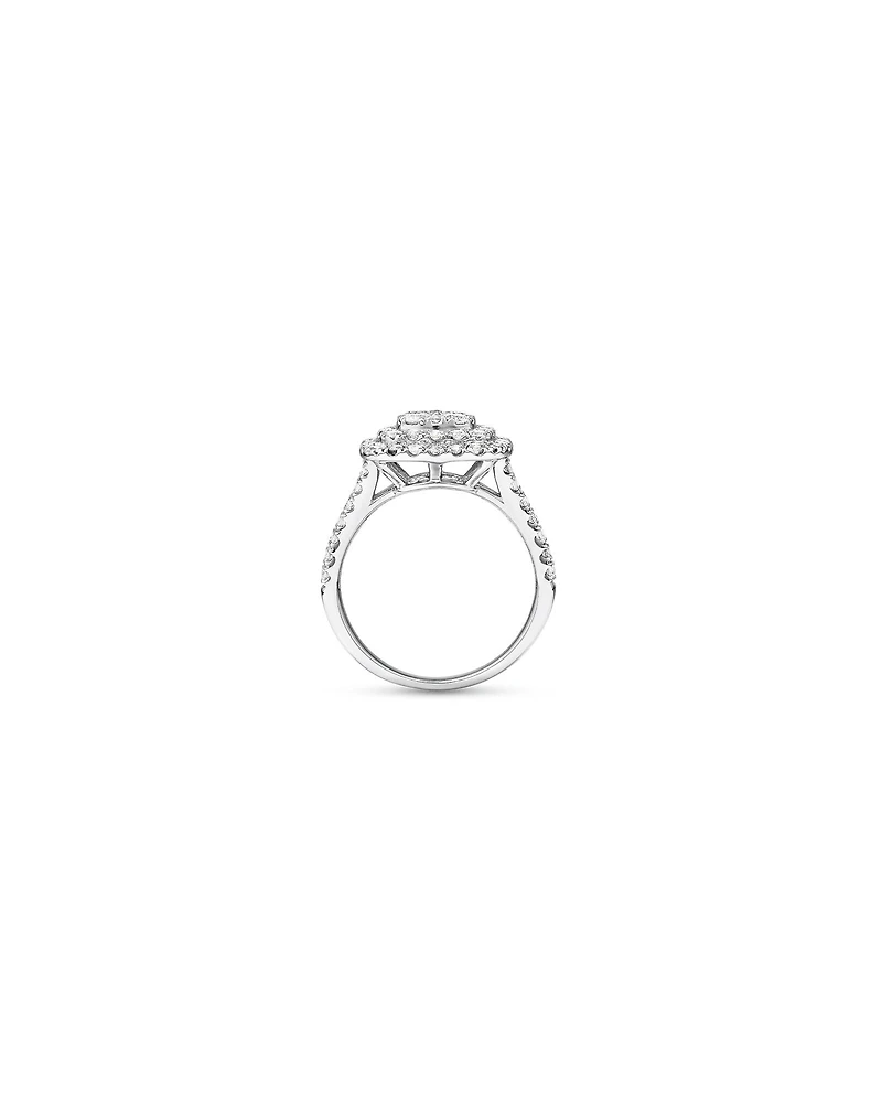 Bague Halo à Grappe Coussin de Diamant de 1,30 Carat TW en Or Blanc 10kt