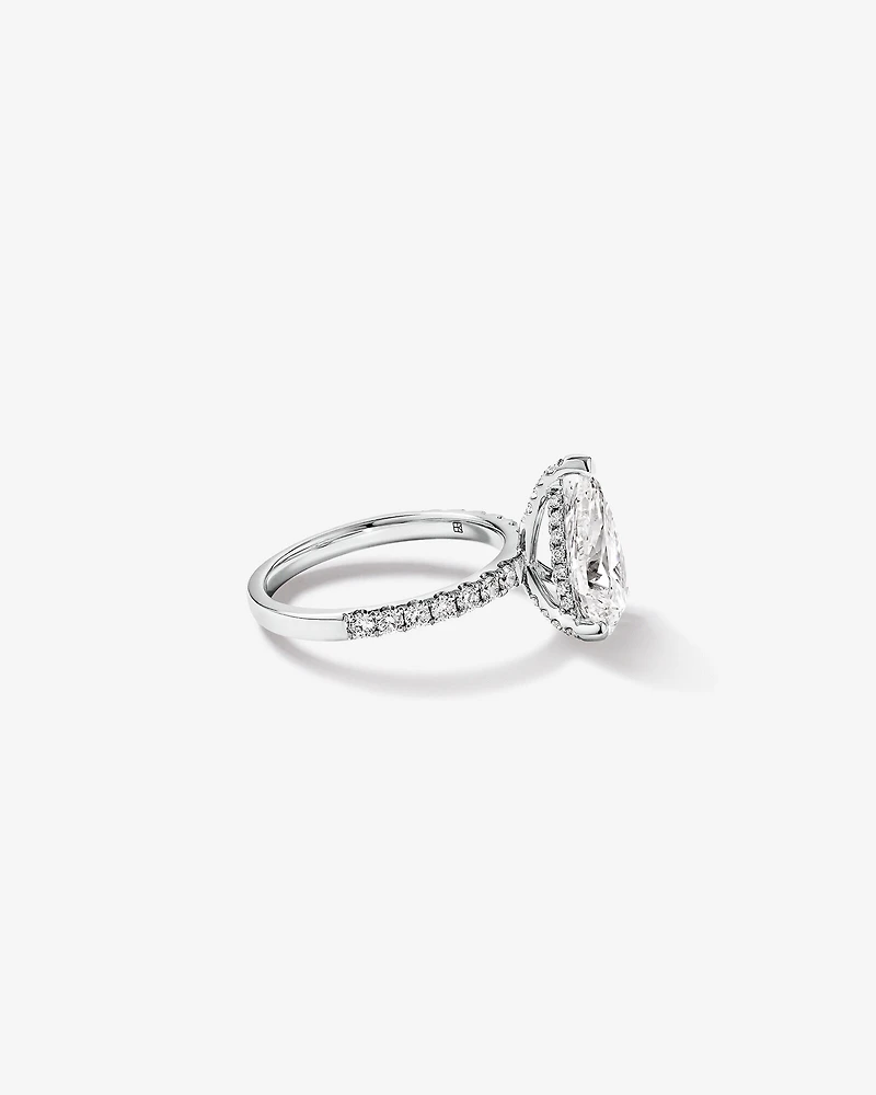 Bague de fiançailles en or blanc 18 carats avec diamants de laboratoire taille poire de 3,50 carats