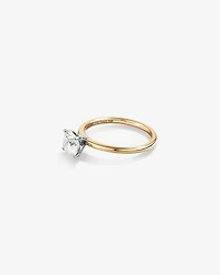 Bague De Fiançailles Solitaire En Diamant De Laboratoire Rond Brillant De 1,25 Carat Poids Total En Or Jaune Et Blanc 14 Carats