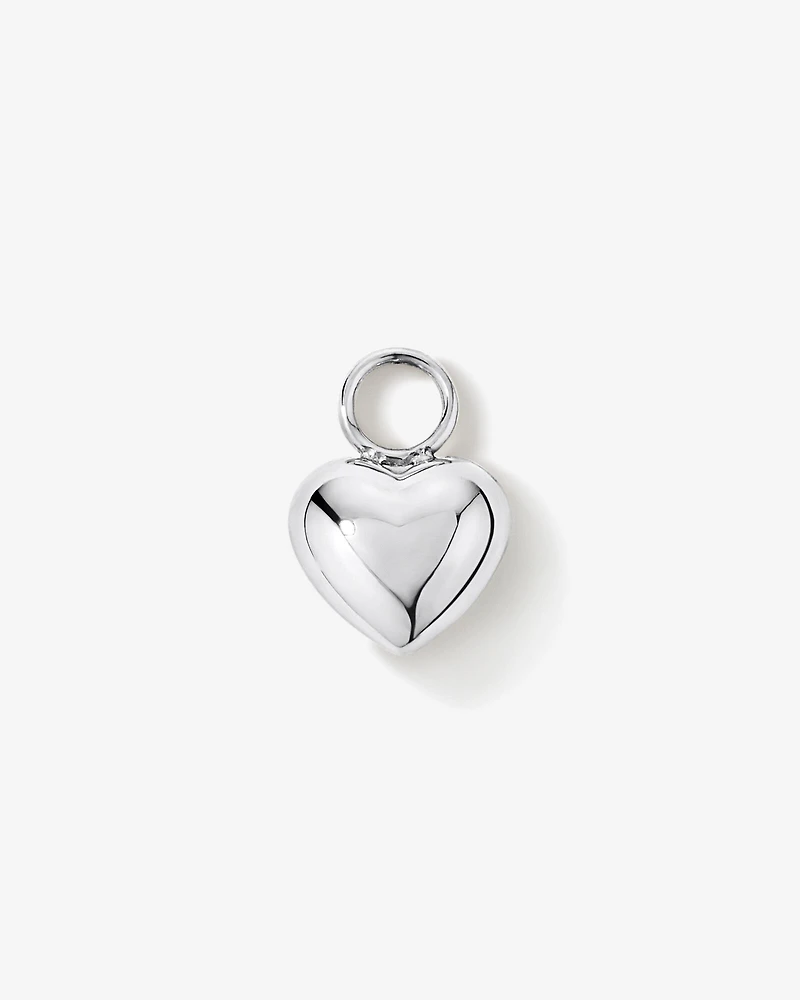 Puff Heart Single Earring Charm in Sterling Silver
