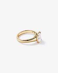 Carat Laboratory-Grown Elongated Cushion Diamond Solitaire Four Claw with Low Set Bezel Engagement Ring in 14kt Yellow Gold