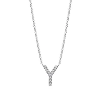 Y Initial Necklace with 0.10 Carat TW of Diamonds in 10kt White Gold