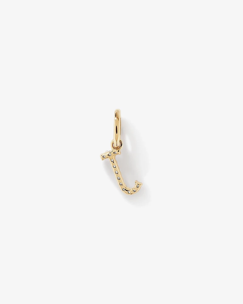 Pendentif initiale lettre J en diamant en or jaune 10 carats