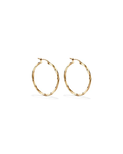 28mm Square Twist Hoop Earrings in 10kt Yellow Gold