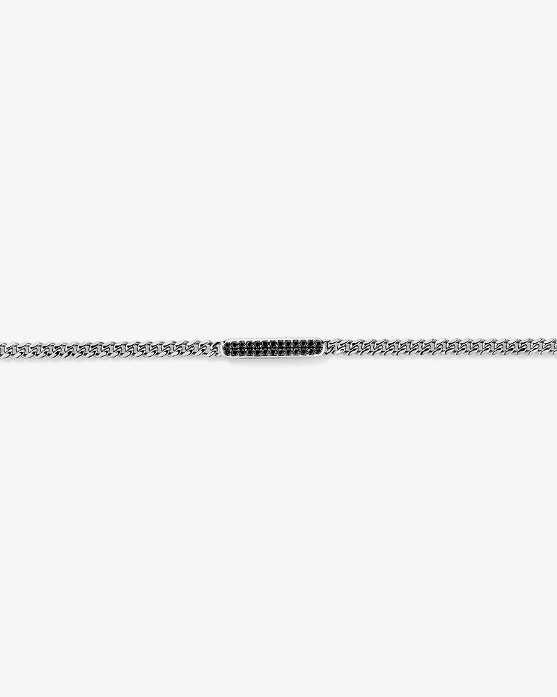 Bracelet micro maille gourmette pour homme avec 0,30 carat de diamants noirs en argent sterling