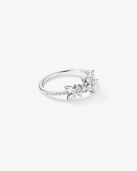 Floral Pavé Ring with Cubic Zirconia Sterling Silver
