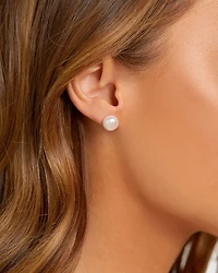 Boutons d'oreilles en argent sterling avec perles d'eau douce de culture en forme de bouton de 9 mm