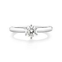 Bague de fiançailles en or blanc 18 K à diamant solitaire certifié totalisant 0,50 ct