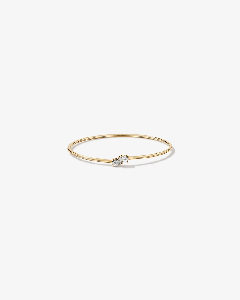 0.60 Carat TW of Laboratory-Grown Pear Cut Diamond Torque Bangle in 10kt Yellow Gold