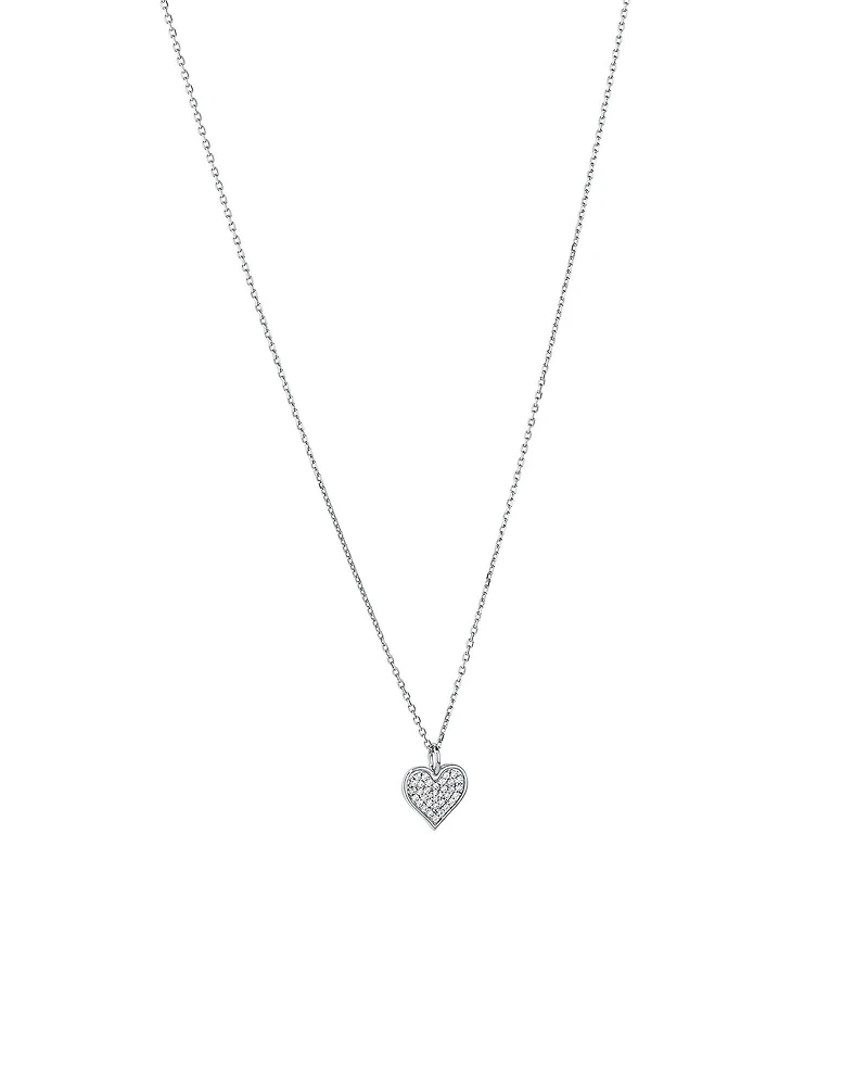 Collier Pendentif Coeur Fermé en Zircon Cubique en Argent Sterling