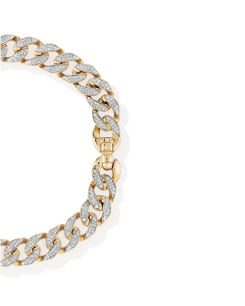 Bracelet à maillons cubains serti de diamants TW de 2,00 carats en or jaune et blanc 10 carats