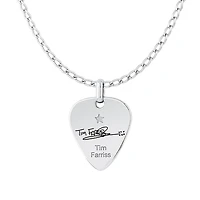 INXS Tim Farriss Engraved Guitar Pick Pendant with Chain in Recycled Sterling Silver