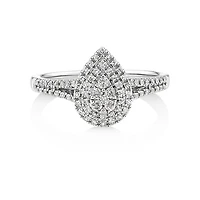 Bague Halo à Grappe Poire de Diamant de 0,30 Carat TW en Or Jaune 10kt