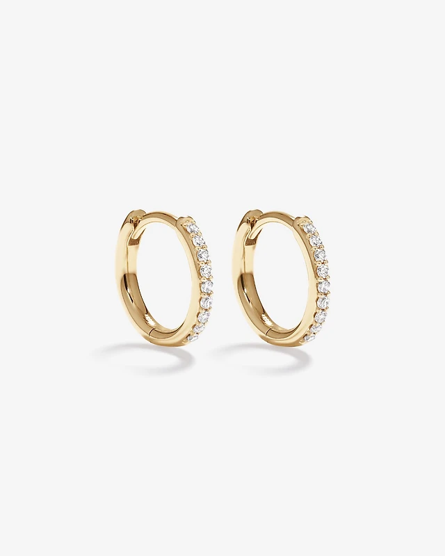 Michael Hill Round Brilliant Diamond Huggie Hoop Earrings in 10kt