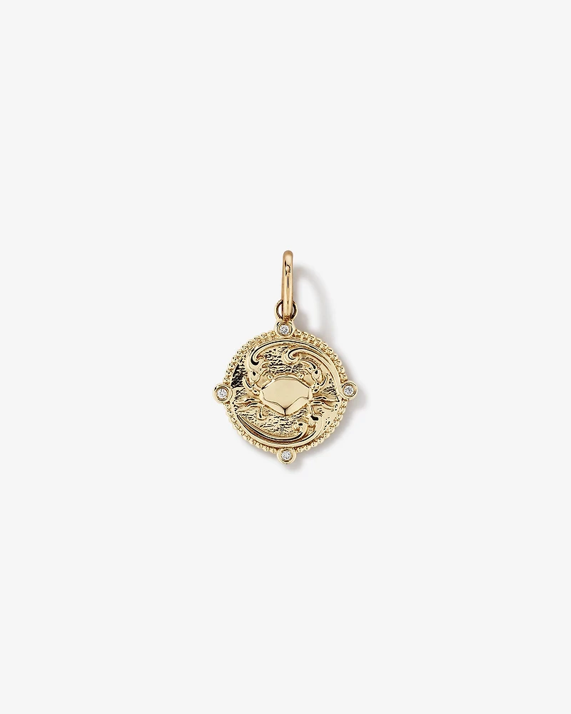 Pendentif zodiaque Cancer accentué de diamants en or jaune 10 carats