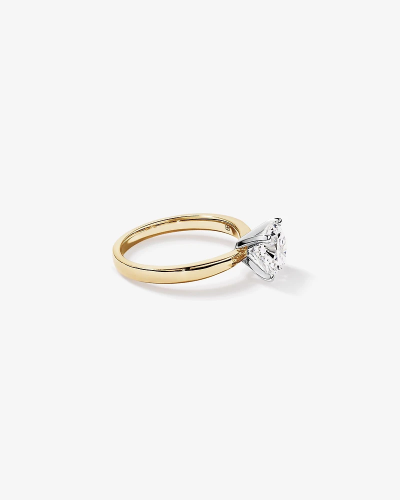 2.00 Carat TW Round Brilliant Lab-Grown Diamond Solitaire Engagement Ring in 14kt Yellow and White Gold