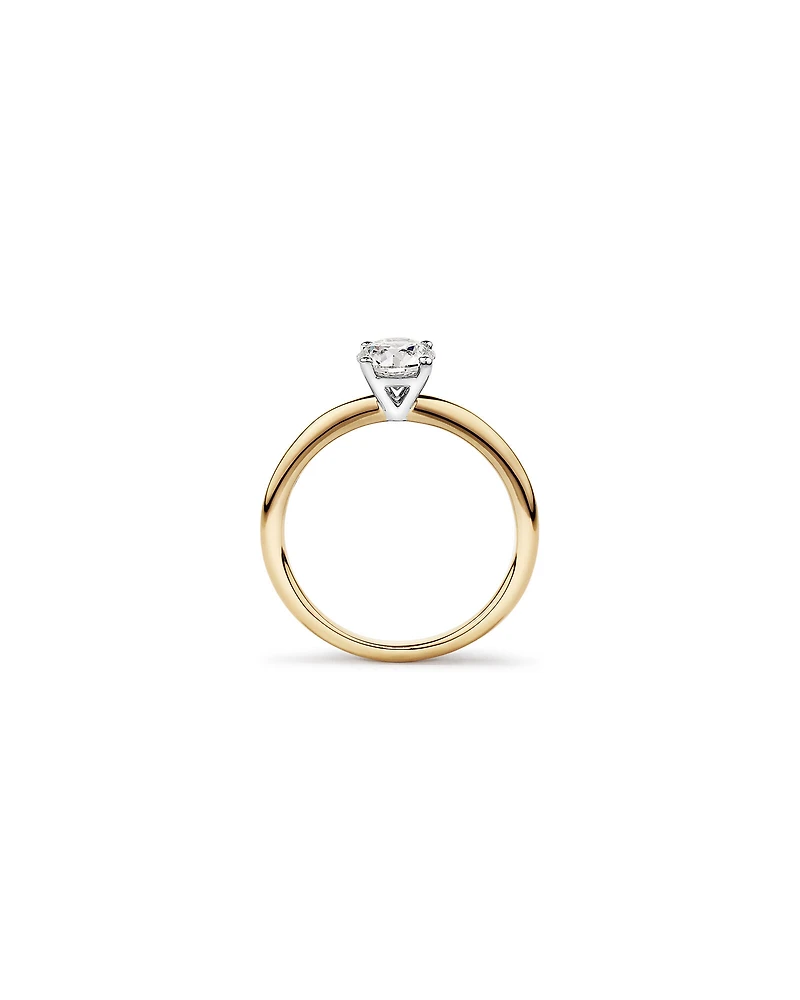 0,70 Carat Poids Total Bague De Fiançailles Solitaire En Diamant De Laboratoire Rond Brillant En Or Jaune Et Blanc 14 Carats