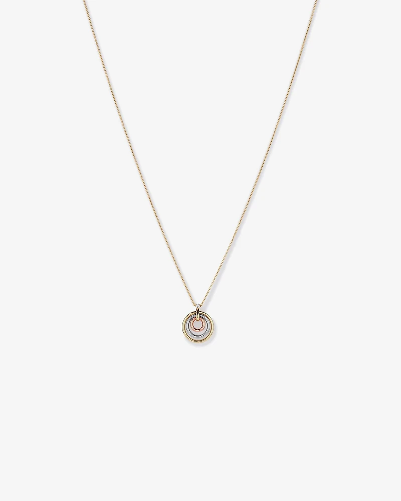 Diamond Accent Tri Tone Circle Pendant in 10kt Yellow, Rose and White Gold