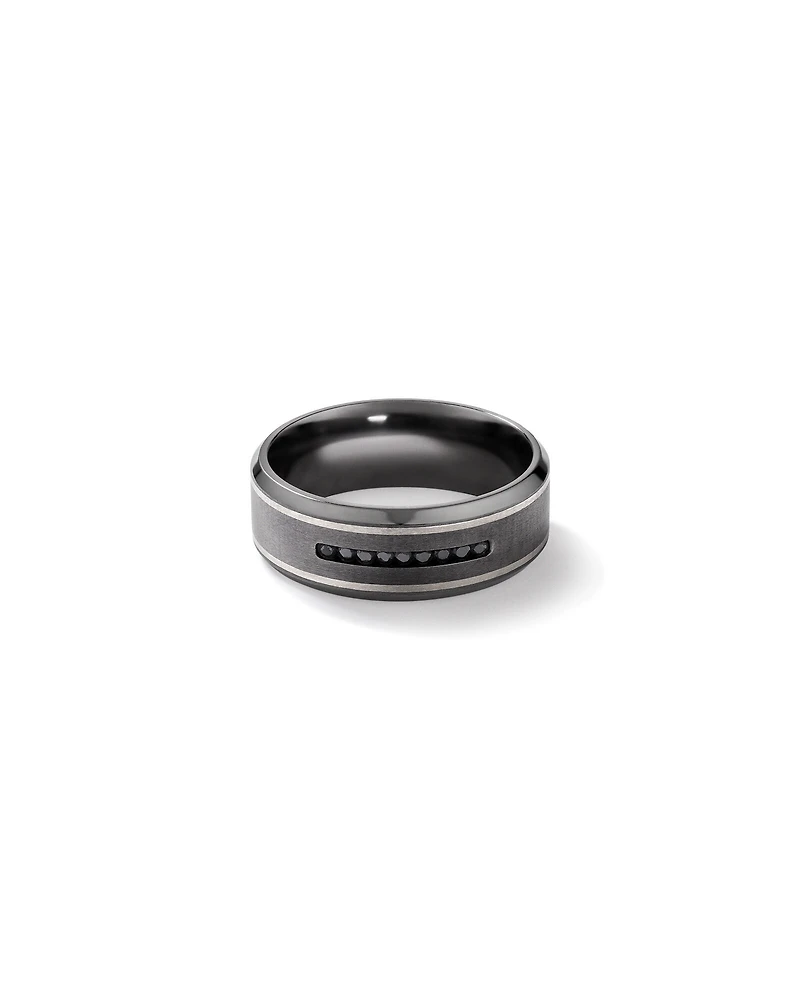 Alliance dôme brossée de 8 mm en tantale et or blanc 10 carats