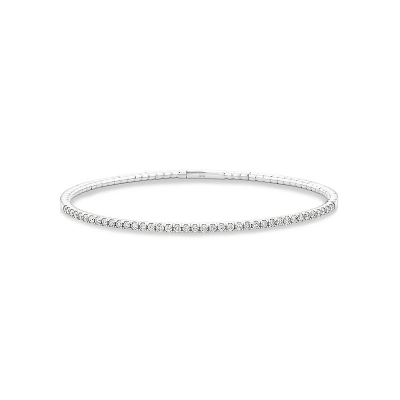 0.68 Carat TW Diamond Row Flex Bangle in 10kt White Gold