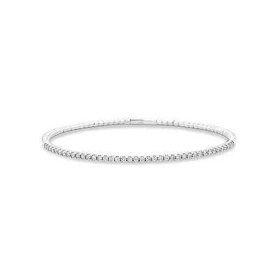 0.68 Carat TW Diamond Row Flex Bangle in 10kt White Gold