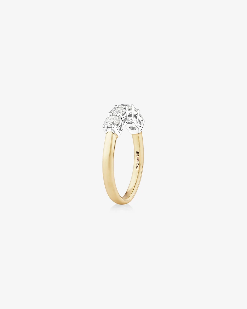 Alliance à cinq pierres Evermore en or blanc et jaune 14 K avec diamants totalisant 1 ct