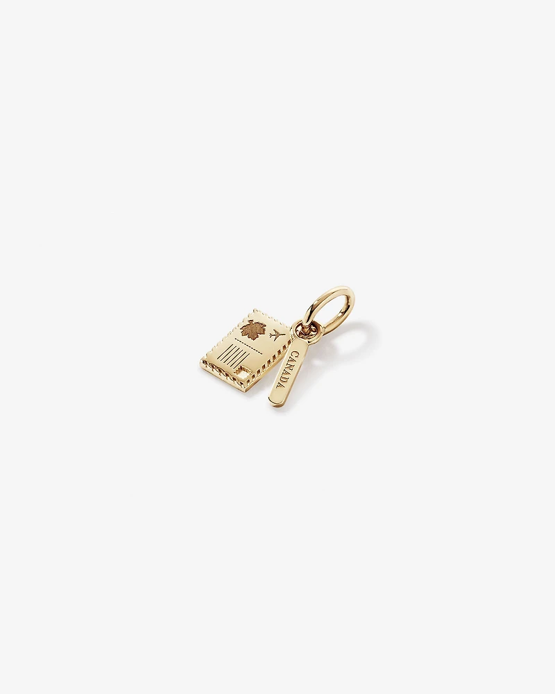 Pendentif timbre-poste canadien en or jaune 10 carats