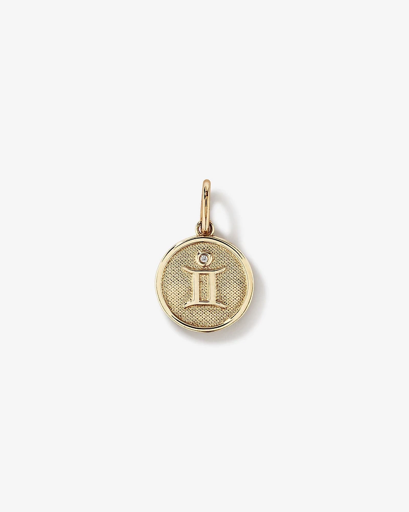 Pendentif zodiaque Gémeaux avec accents de diamants en or jaune 10 carats